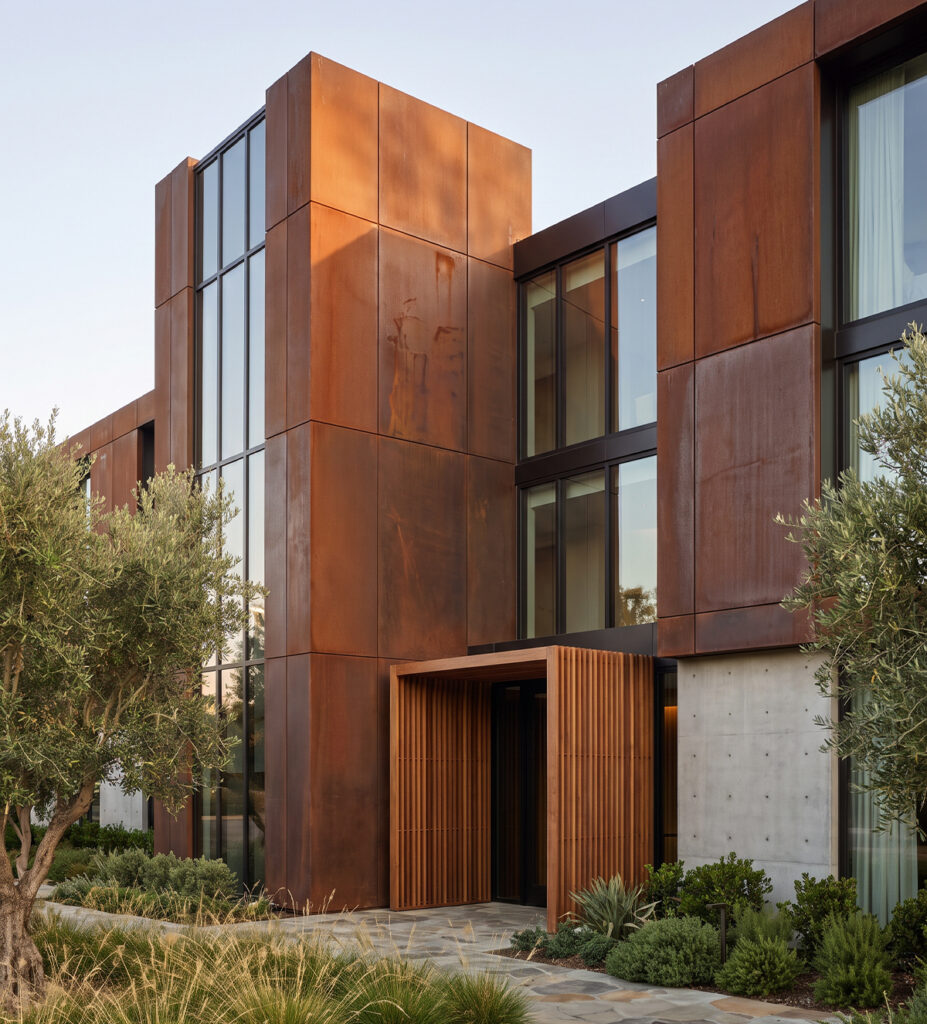 Solutions acier Corten en Espagne avec façade et bardage contemporain